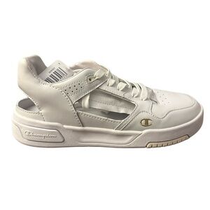New Women’s Champion Cut Out White Sneakers with Gold Accents